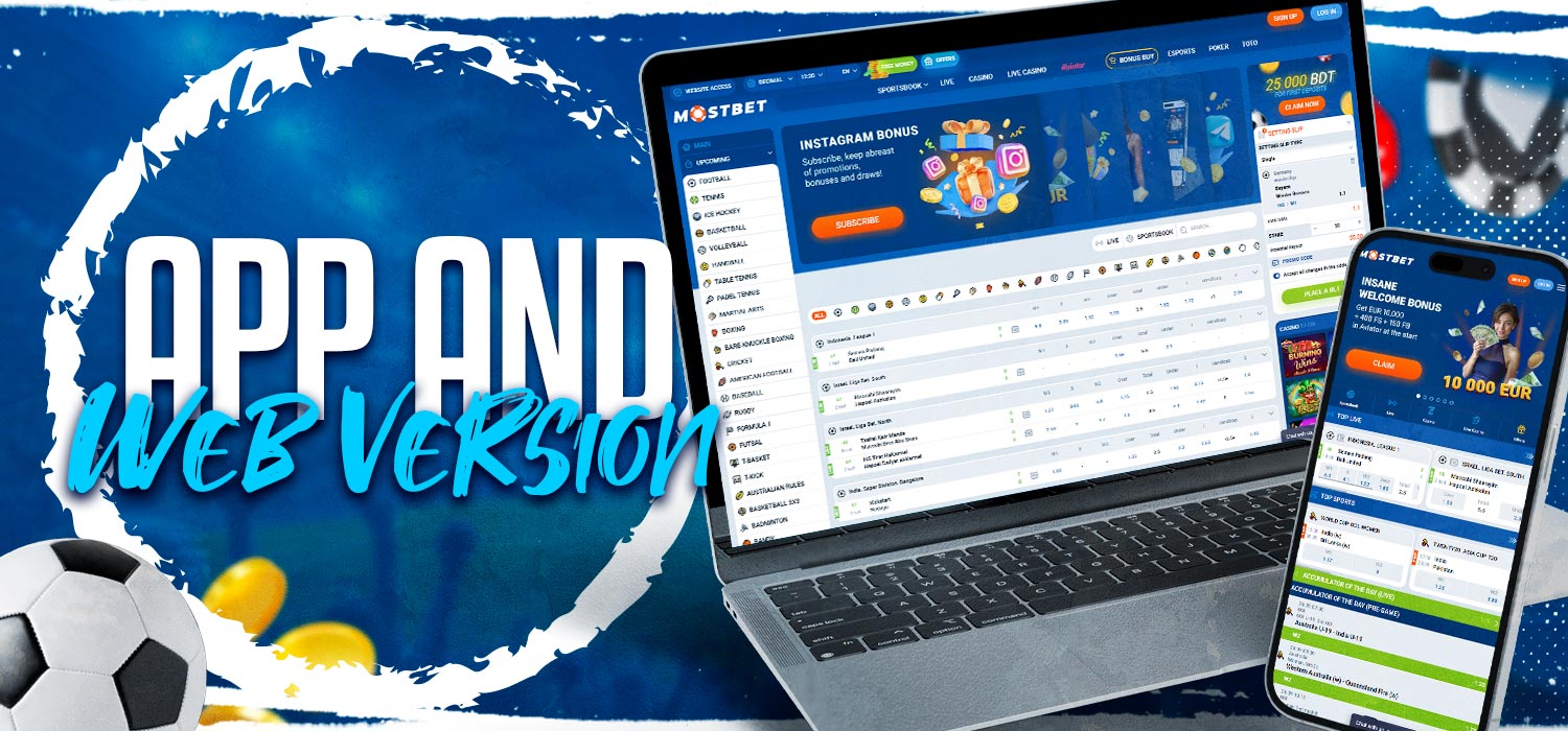 Comparison of the app and the Mostbet casino website.