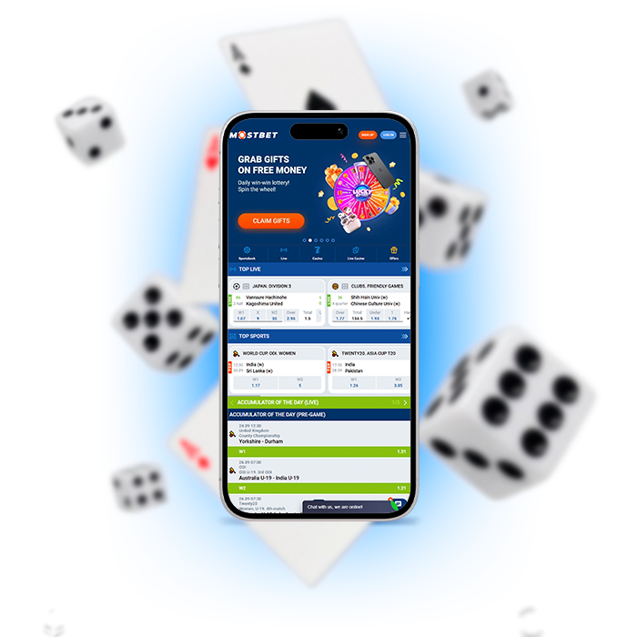 Mobile version of the Mostbet casino app.